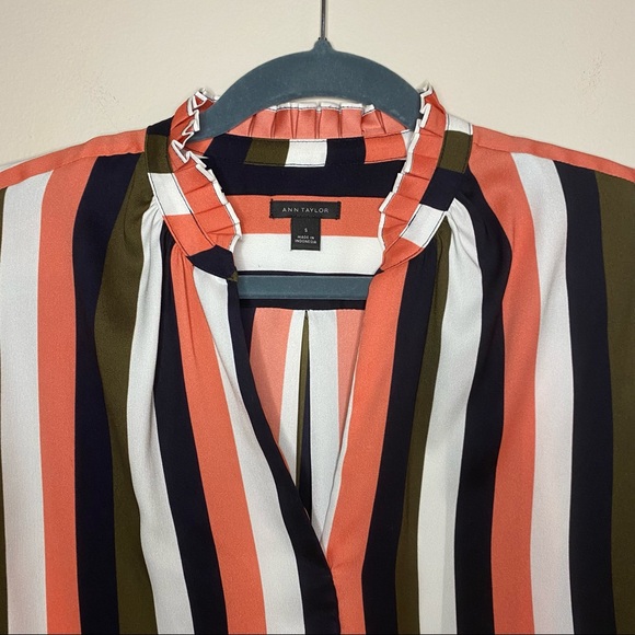 Ann Taylor Striped Long Sleeve Blouse - Picture 2 of 7